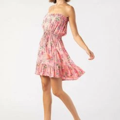 Tiare Hawaii Ryden Mini Dress - Peach Hibiscus
