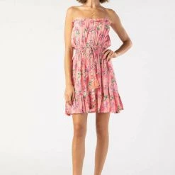 Tiare Hawaii Ryden Mini Dress - Peach Hibiscus