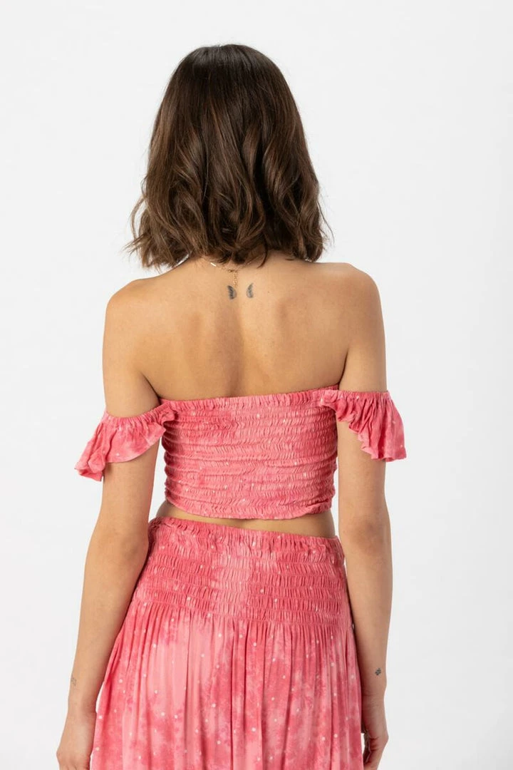 Tops Tiare Hawaii Hollie Crop Top - Batik Dot Guava 5 Tops Tiare Hawaii Hollie Crop Top - Batik Dot Guava