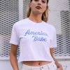 Tops WKNDER American Babe Graphic Crop Tee - White