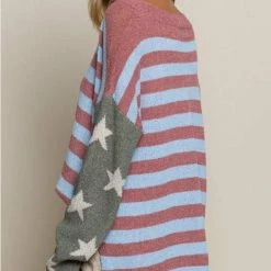 American Fit American Flag Sweater Tops