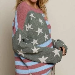 American Fit American Flag Sweater Tops