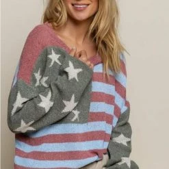 American Fit American Flag Sweater Tops