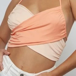 Blue Blush Halter Neck Wrap Top