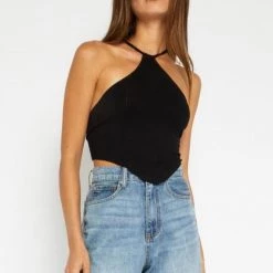 Olivaceous Ribbed Halter Top