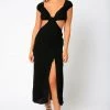 Olivaceous Dara Side Cutout Midi Dress