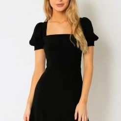 Olivaceous Square Neck Puff Sleeve Mini Dress Dresses