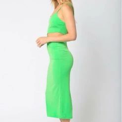 Olivaceous Asymmetrical Cutout Midi Dress Dresses