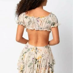 Olivaceous Ruffle Cutout Romper