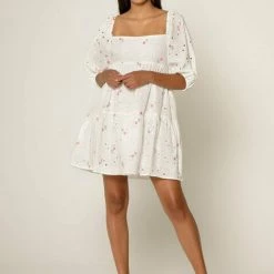 Lavender Brown Eyelet Babydoll Dress