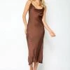 Dresses Olivaceous Satin Cowl Neck Maxi Slip Dress