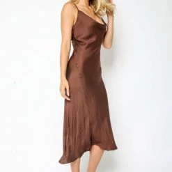 Dresses Olivaceous Satin Cowl Neck Maxi Slip Dress