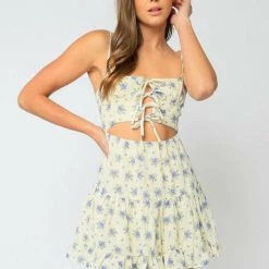 Dresses Olivaceous Front Cutout Tie Floral Mini Dress