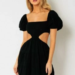 Dresses Olivaceous Smocked Cutout Mini Dress