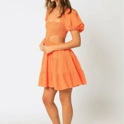 Dresses Olivaceous Smocked Cutout Mini Dress