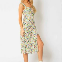 Olivaceous Garden Midi Dress Dresses