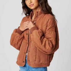 Blank NYC Quilted Bomber Jacket - Nutmeg