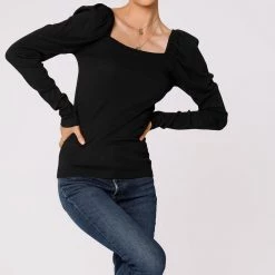 Bobi Shirred Sleeve Top Tops