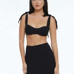 Indah Paige Crop Top - Black Tops