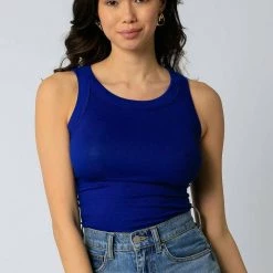 Olivaceous Ribbed Fitted Scoop Neck Tank Top