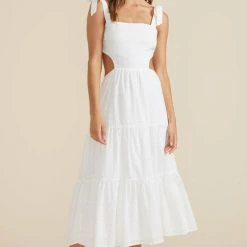 Dresses Mink Pink Whitewash Tie Midi Dress