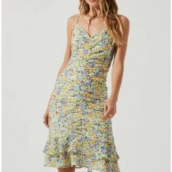 ASTR The Label Dresses ASTR Tawny Floral Ruched Mini Dress