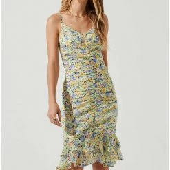 ASTR The Label Dresses ASTR Tawny Floral Ruched Mini Dress