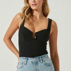 ASTR The Label Tops ASTR Aria Bustier Bodysuit In Black