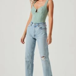 ASTR The Label Tops ASTR Aria Bustier Bodysuit In Sage