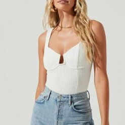 ASTR The Label Tops ASTR Aria Bustier Bodysuit In White
