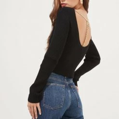ASTR The Label ASTR Elson Open Back Chain Detail Sweater