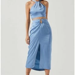 ASTR The Label Tops ASTR Robin Halter Tie Back Crop Top