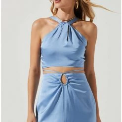 ASTR The Label Tops ASTR Robin Halter Tie Back Crop Top