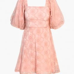 Dresses Adelyn Rae Stefani Puff Sleeve Embroidered Eyelet Dress