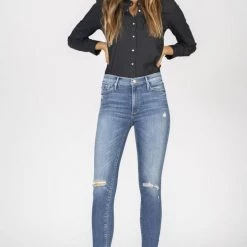 Black Orchid Jude Mid Rise Skinny In Take Control Bottoms