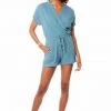 Bobi Drawstring Surplice Gauze Romper 2 Bobi Drawstring Surplice Gauze Romper