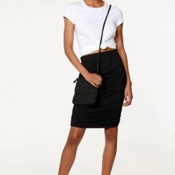 Bottoms Bobi Shirred Mini Skirt - Black