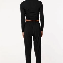 Tops Bobi Shirred Long Sleeve Crop Top - Black 11 Tops Bobi Shirred Long Sleeve Crop Top - Black