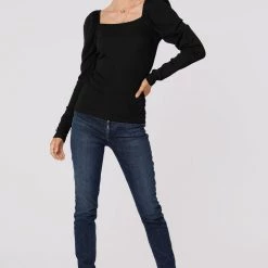 Bobi Shirred Sleeve Top Tops