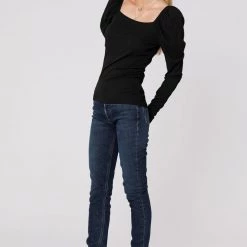 Bobi Shirred Sleeve Top Tops