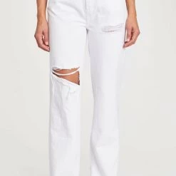 Bottoms Pistola Cassie Super High Rise Straight - Snowfall Distressed