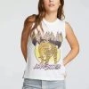 Chaser Def Leppard Love Bites Jersey Cropped Hi-Lo Muscle Tank Tops
