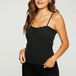 Tops Chaser Rib Ruffle Cami
