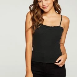 Tops Chaser Rib Ruffle Cami