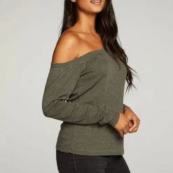 Chaser Off Shoulder Long Sleeve Rib Tee