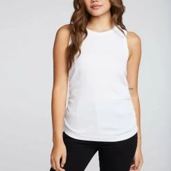 Tops Chaser Vintage Rib Shirred Muscle Tank