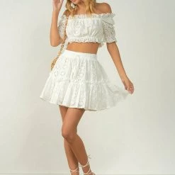 Elan Eyelet Off Shoulder Top Tops