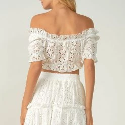 Elan Eyelet Off Shoulder Top Tops