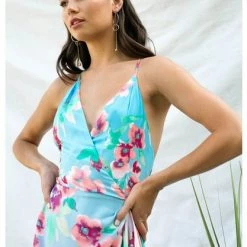 Adelyn Rae Floral Wrap Midi Dress Dresses