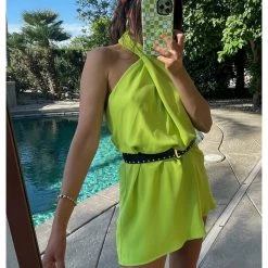 Show Me Your Mumu Jasmine Halter Mini Dress - Citrine Dresses